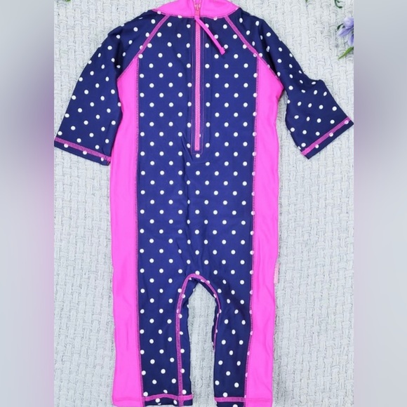 GUC 2-3 yr JoJo Maman Bebe Blue and Pink Polka Dot Elephant Rash Guard - Picture 6 of 6